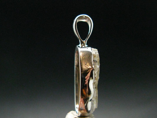 Gray Herderite Silver Pendant from Africa - 1.1" - 2.73 Grams