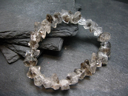 Tibetan Black Quartz Genuine Bracelet ~ 7 Inches ~ 12mm Crystal Beads