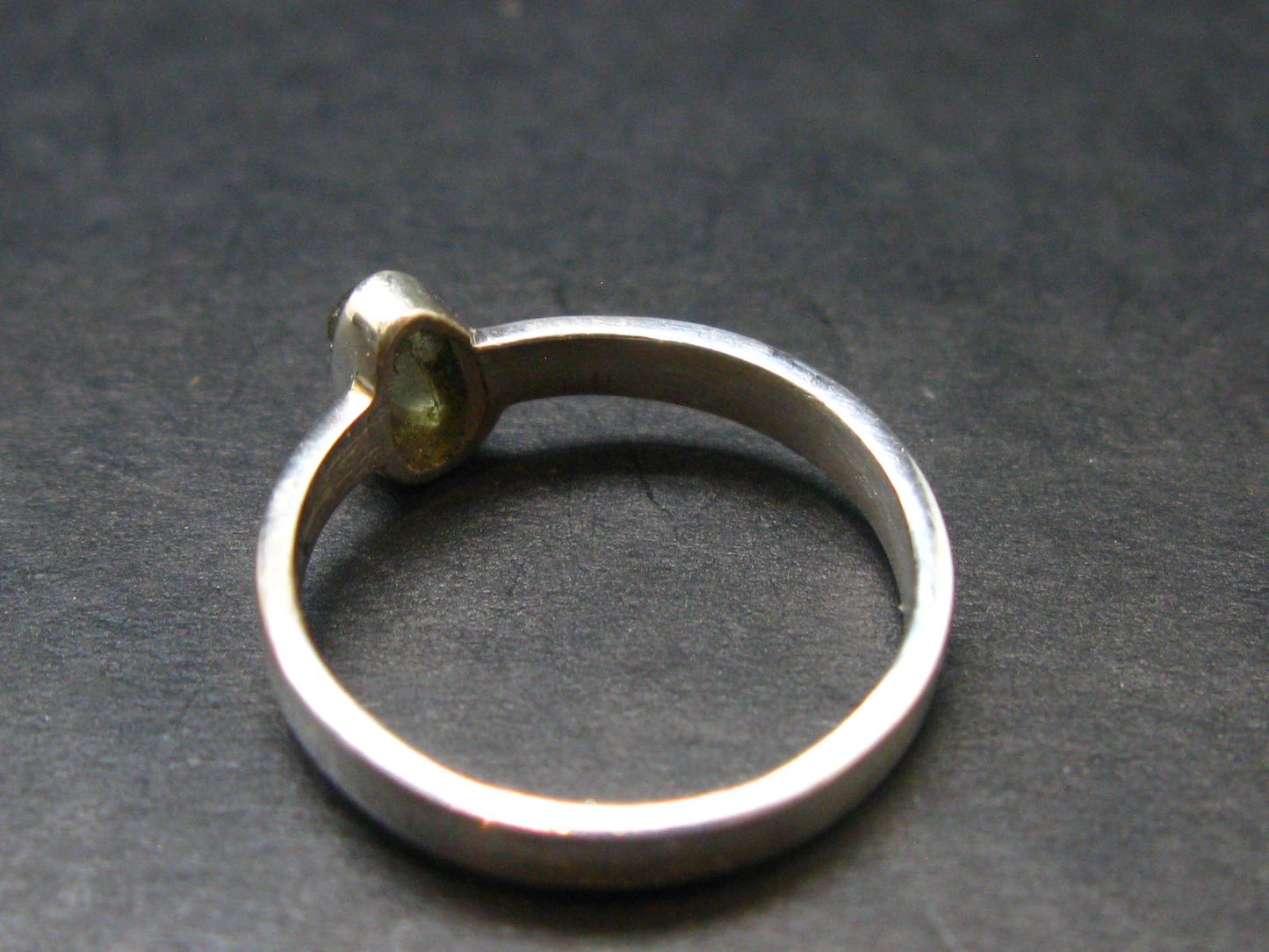 Moldavite Tektite Silver Ring from Czech Republic - 5.75 Size - 1.79 Grams