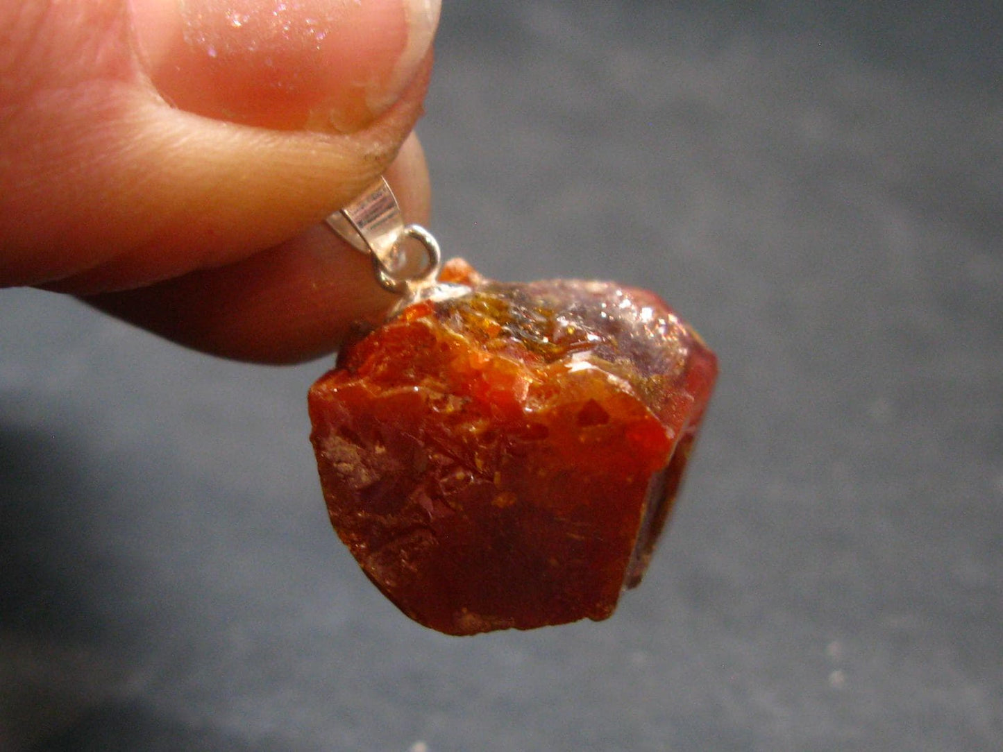 Vanadinite Crystal Silver Pendant From Morocco - 0.8" - 11.7 Grams