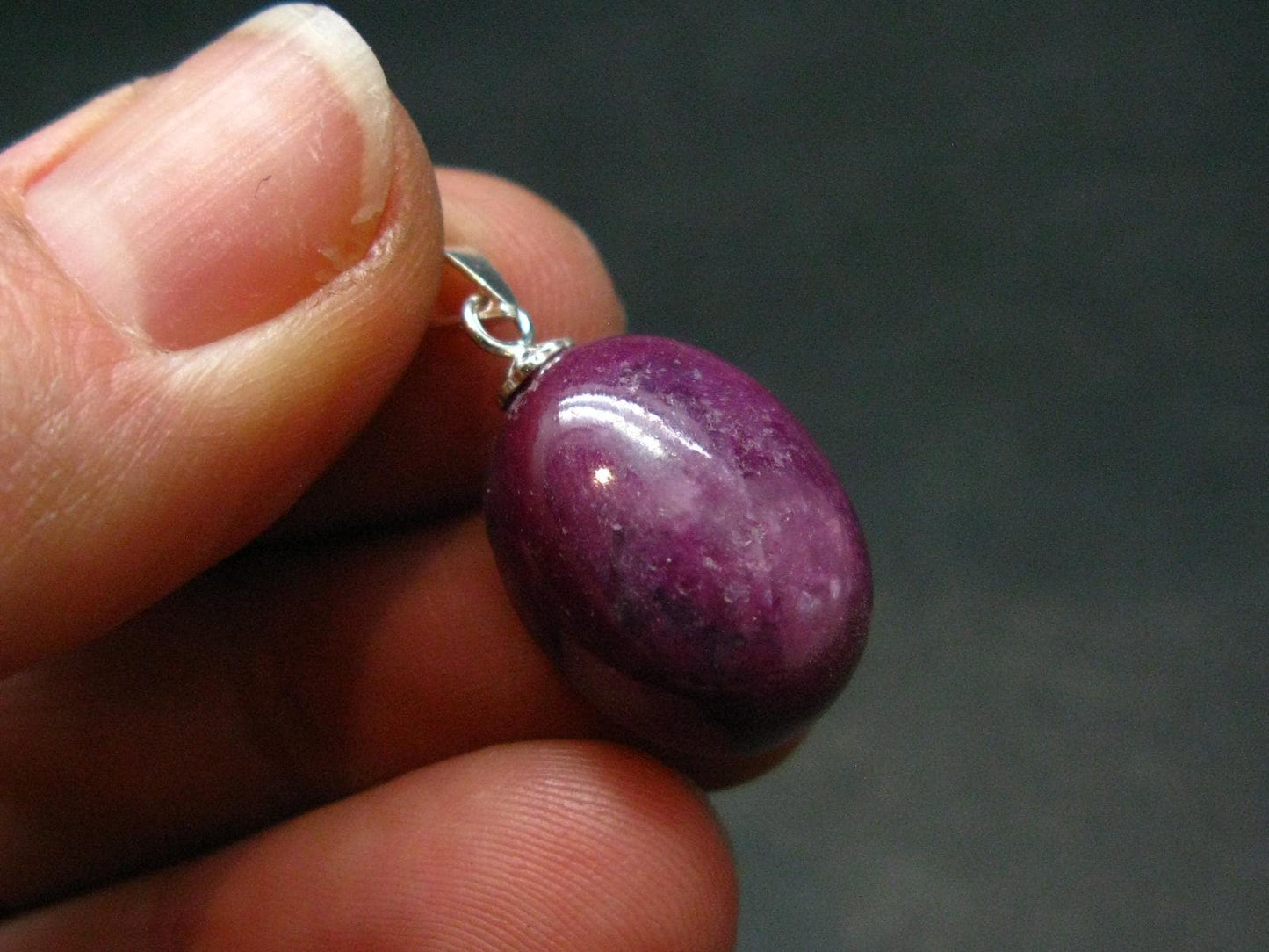 Star Ruby Sterling Silver Pendant - 0.9" - 3.75 Grams