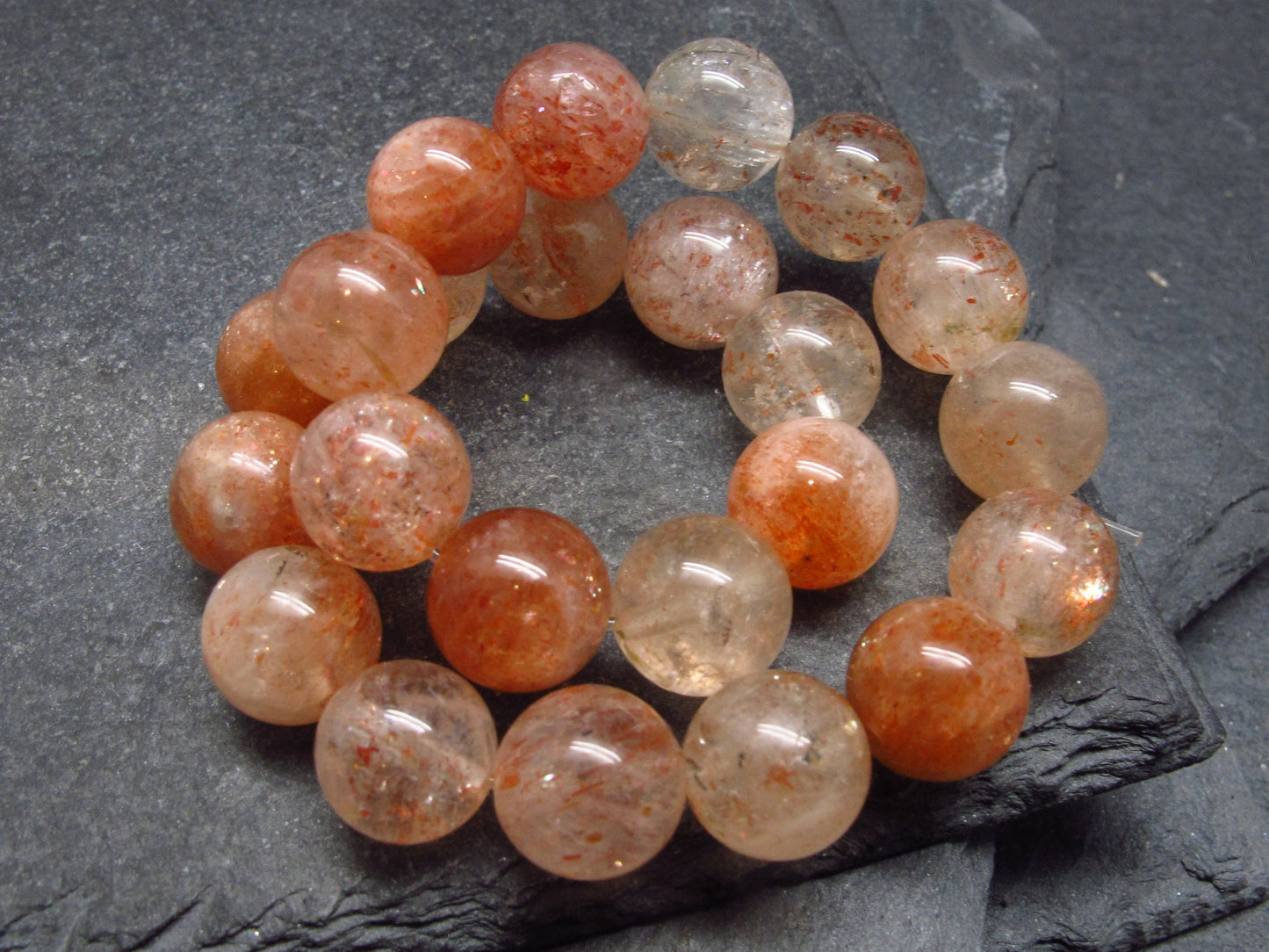 Sunstone Genuine Bracelet ~ 7 Inches ~ 8mm Round Beads