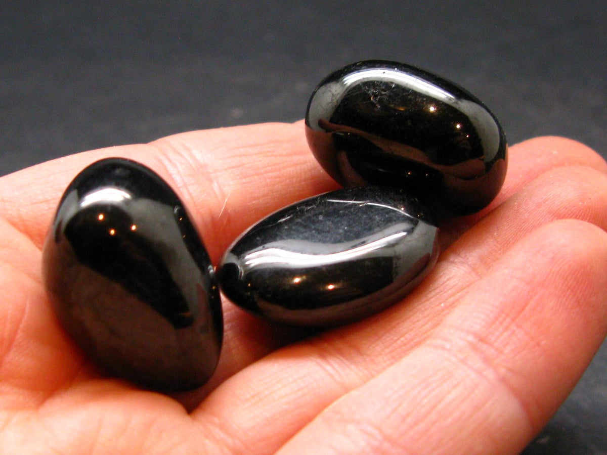 Lot Of 3 Whitby Jet Genuine Tumbled Stones From UK - 13.0 Grams