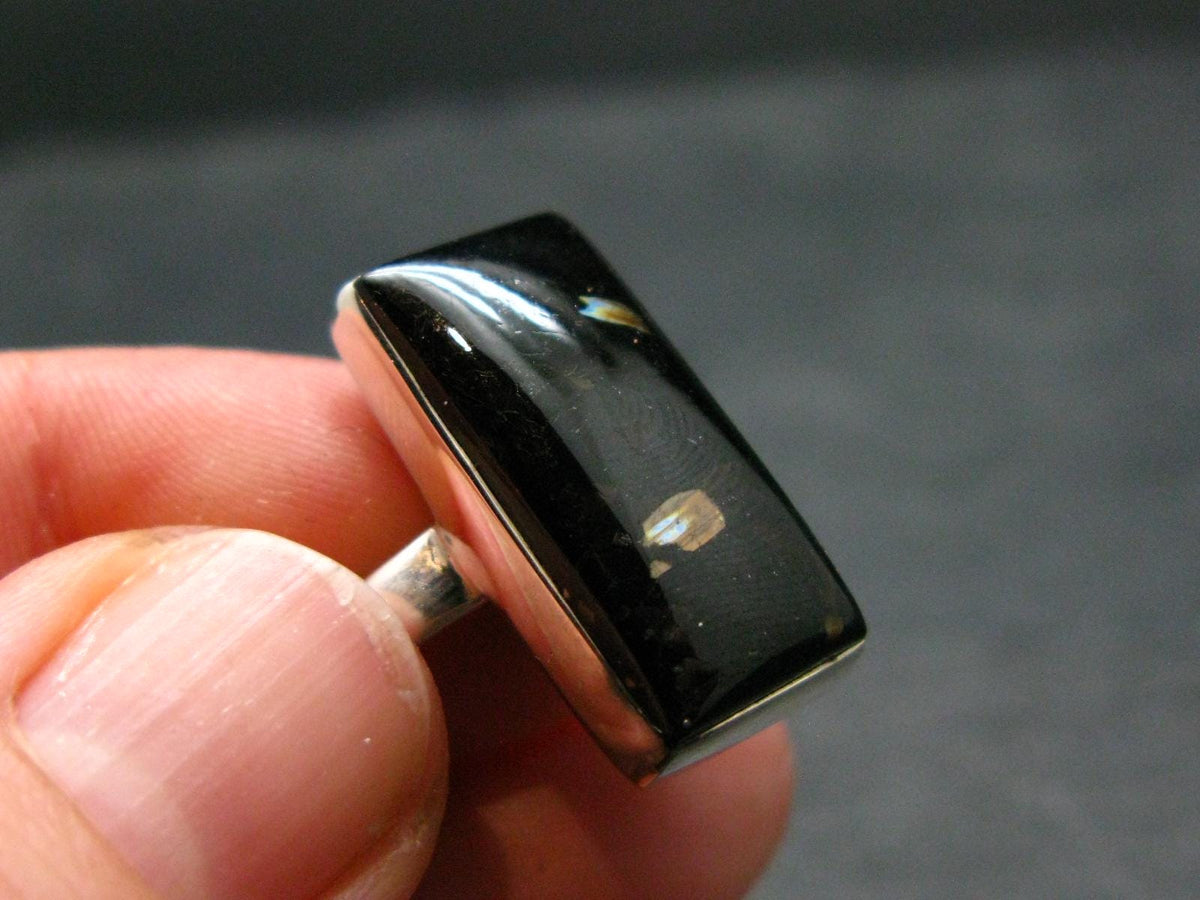 Real!! Very Rare Nuumite Nuummite Sterling Silver Ring from Greenland - 5.31 Grams - Size 7