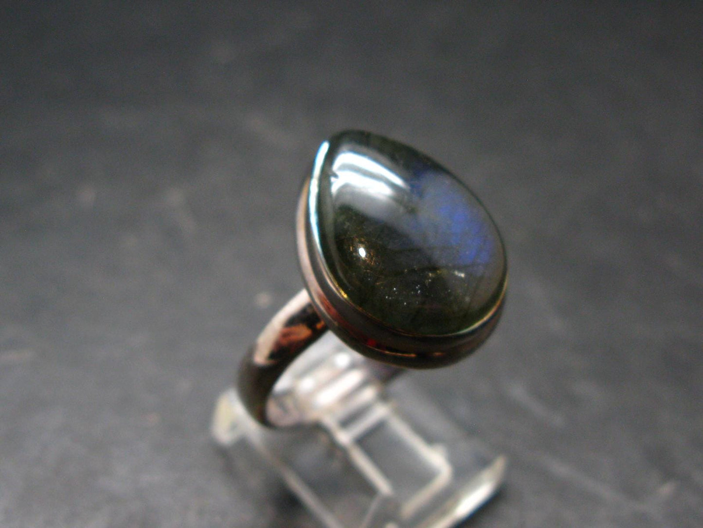 Labradorite Cabochon Silver Ring From Madagascar - 7.03 Grams - Size 10