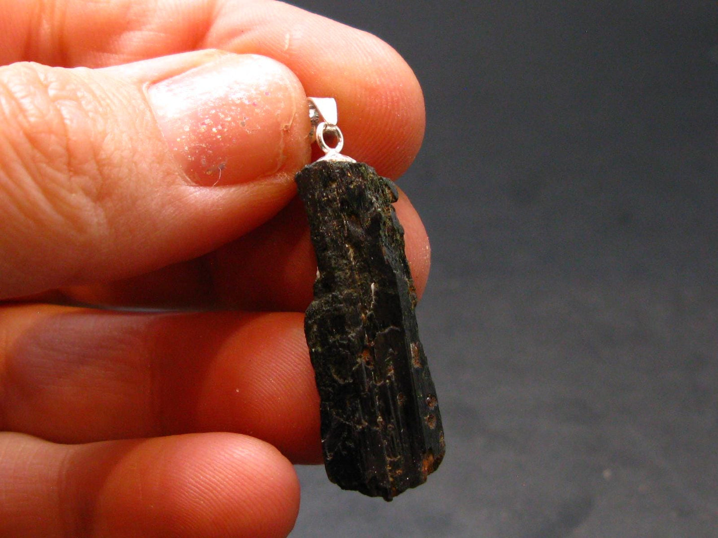 Aegirine Crystal Silver Pendant From Malawi - 1.4" - 3.25 Grams