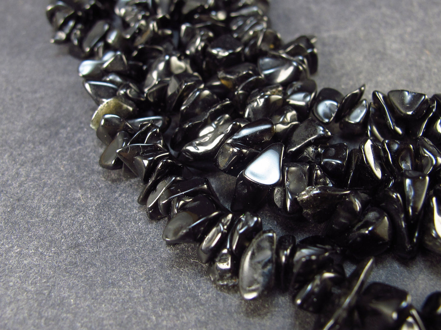 Lot of 3 Black Obsidian Necklaces From Mexico - 18" Each