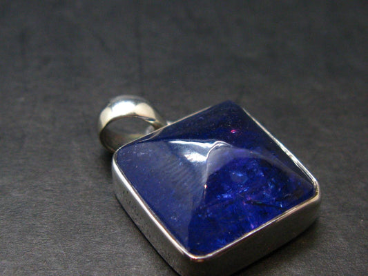 Large Gemmy Natural Faceted Tanzanite Zoisite Sterling Silver Pendant from Tanzania - 1.1'' - 8.75 Grams