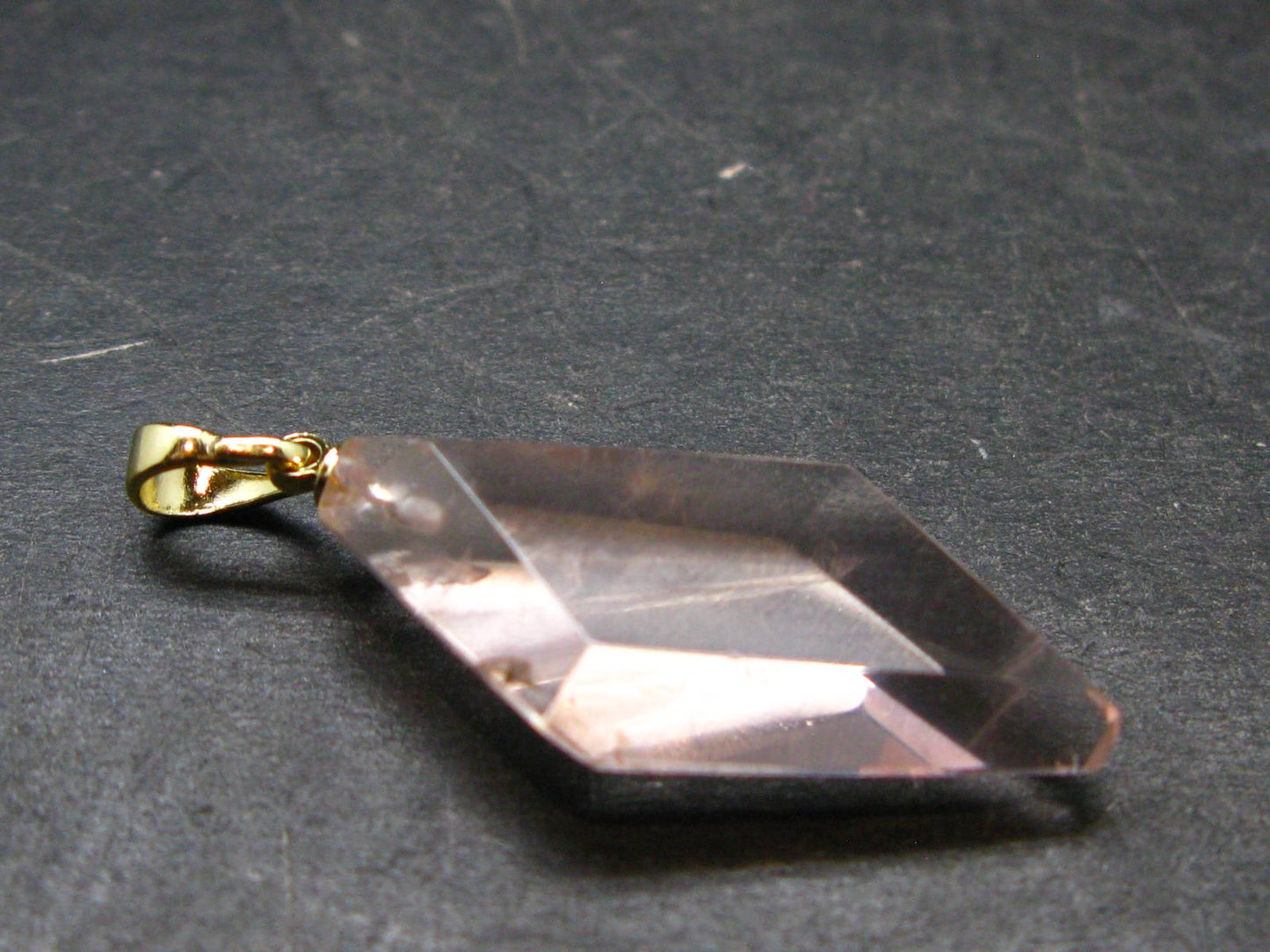 Symbol of Love and Beauty!! Natural Rose Quartz Gold Plated Pendant In 925 Silver From Brazil - 1.4" - 3.36 Grams