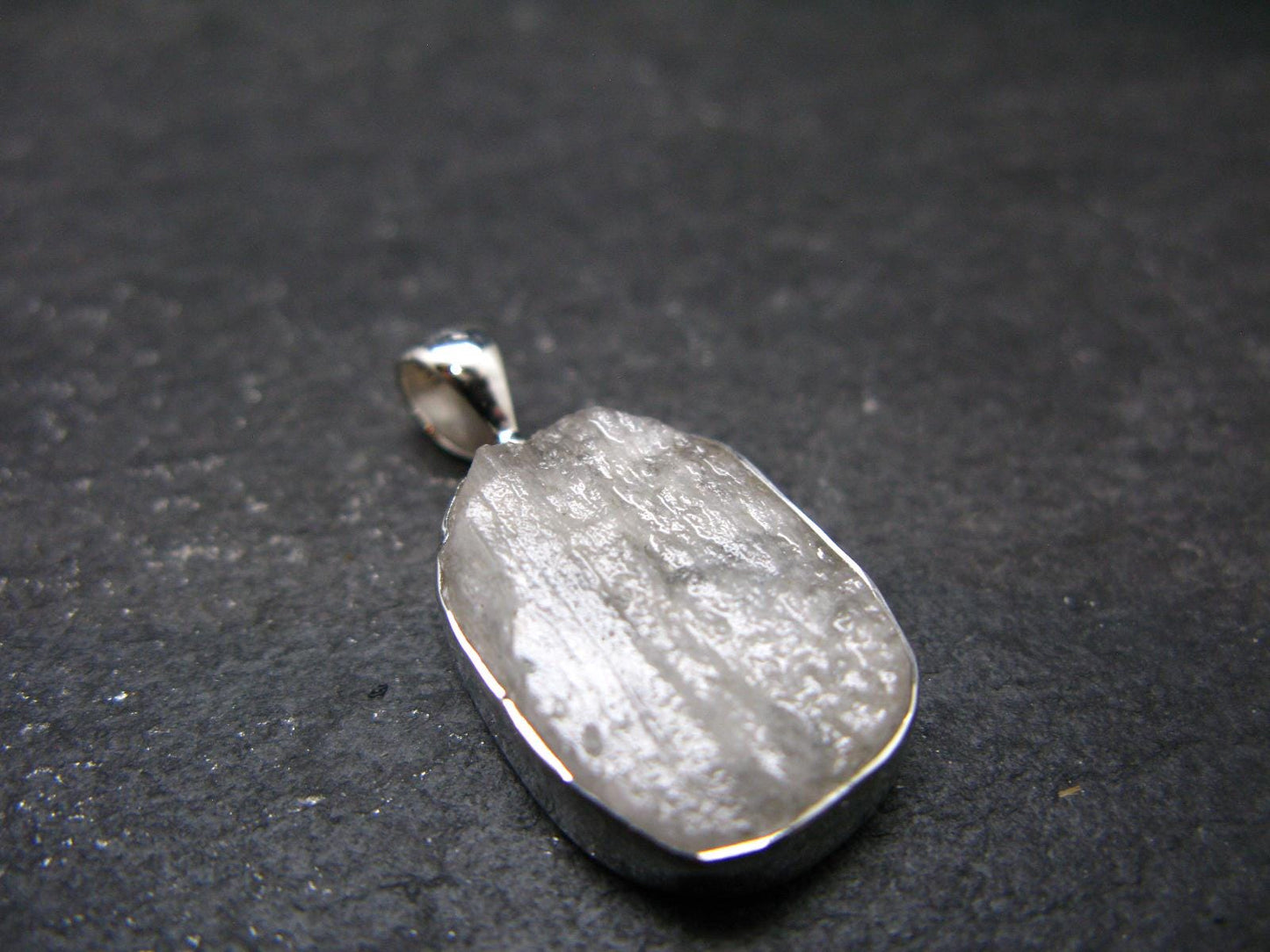 Raw Rare Natrolite Crystal Silver Pendant From Russia - 1.0" - 2.83 Grams