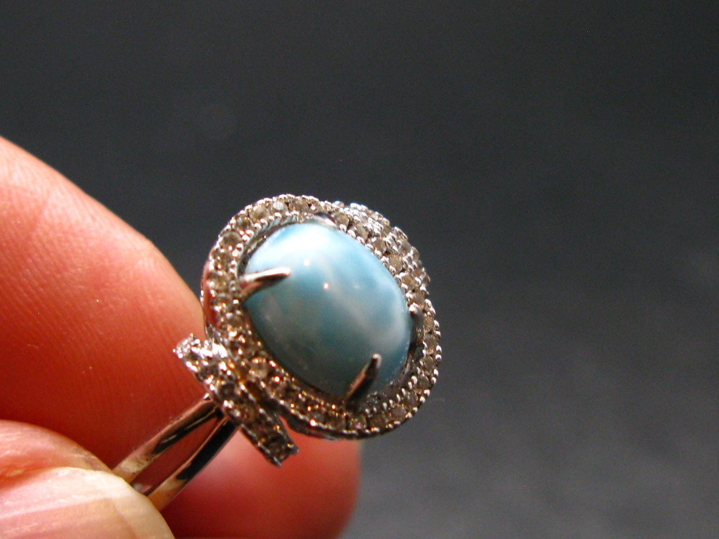 Larimar AAA Quality Sterling Silver Ring - Size 6 - 3.57 Grams