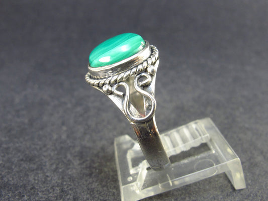 Malachite Cabochon Silver Ring - 3.48 Grams - Size 8.5