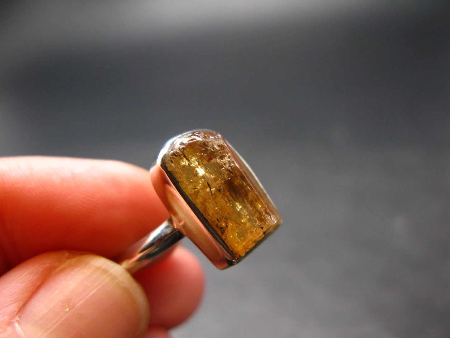 Fabulous Untreated Faceted Gem Imperial Topaz 925 Silver Ring from Brazil - Size 8 - 4.30 Grams