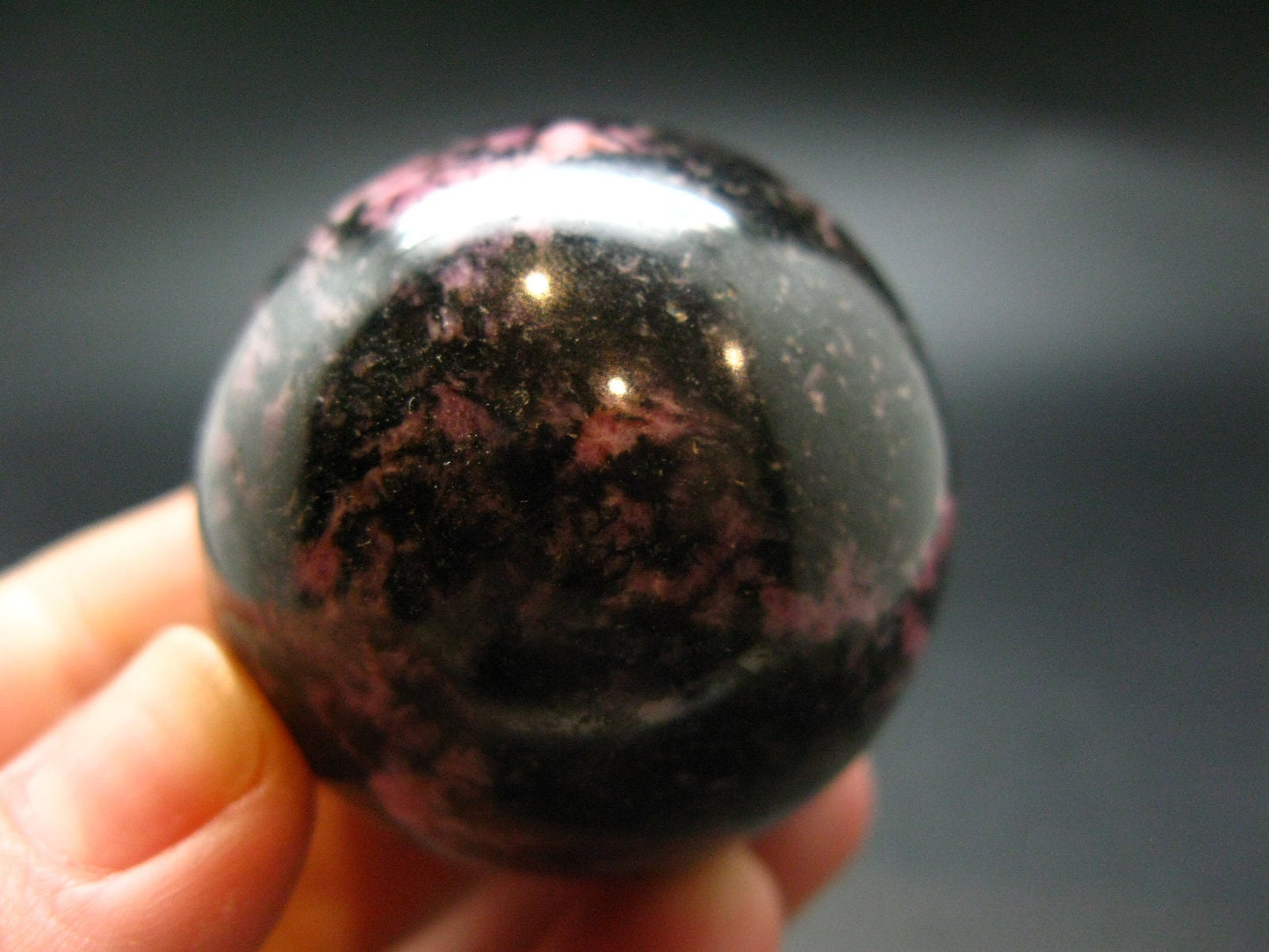 Pink Rhodonite Rodonite Sphere Ball From Canada - 1.7" - 152.09 Grams