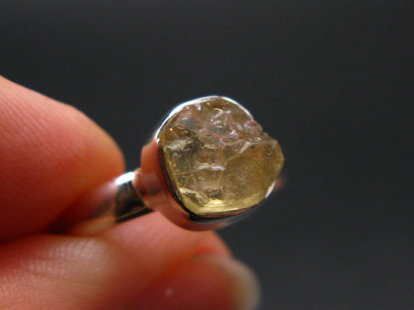 Rare Agni Gold Danburite Silver Ring From Tanzania - 1.89 Grams - size 7
