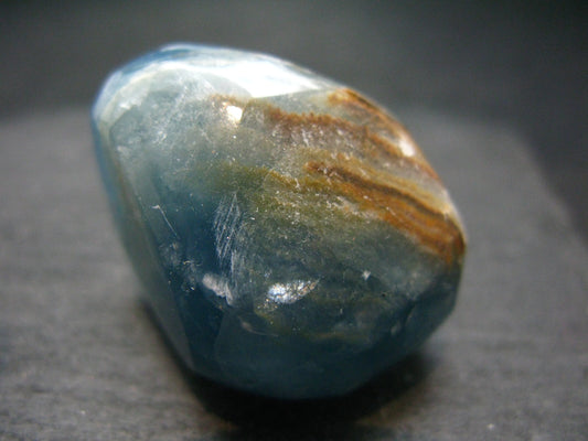 Aquatine Blue Calcite Tumbled Stone from Argentina - 1.4"- 30.39 Grams