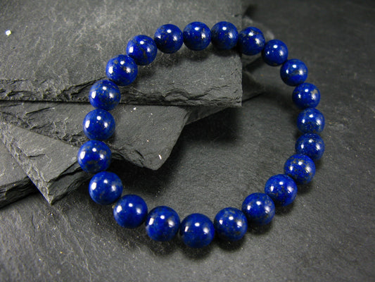 Lapis Lazuli Lazurite Genuine Bracelet ~ 7 Inches ~ 8mm Round Beads