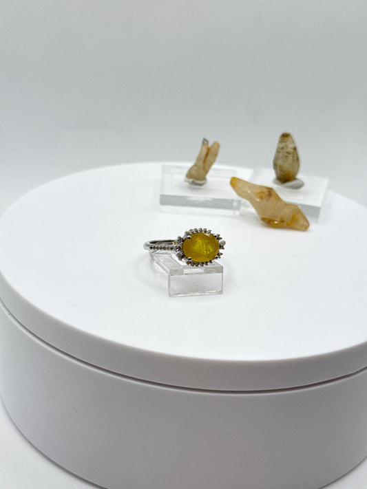 Sterling Silver Yellow Sapphire Ring | September Birthstone, Size 8