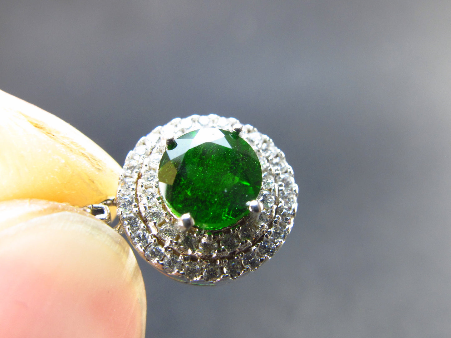 Helenite Gaia Stone Gem Sterling Silver Pendant with CZ From Washington - 0.8" - 0.85 Carats
