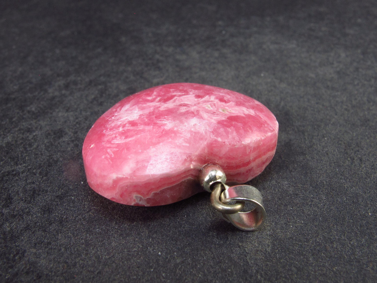 Rhodochrosite Heart Silver Pendant from Alma Colorado - 1.2" - 12.1 Grams