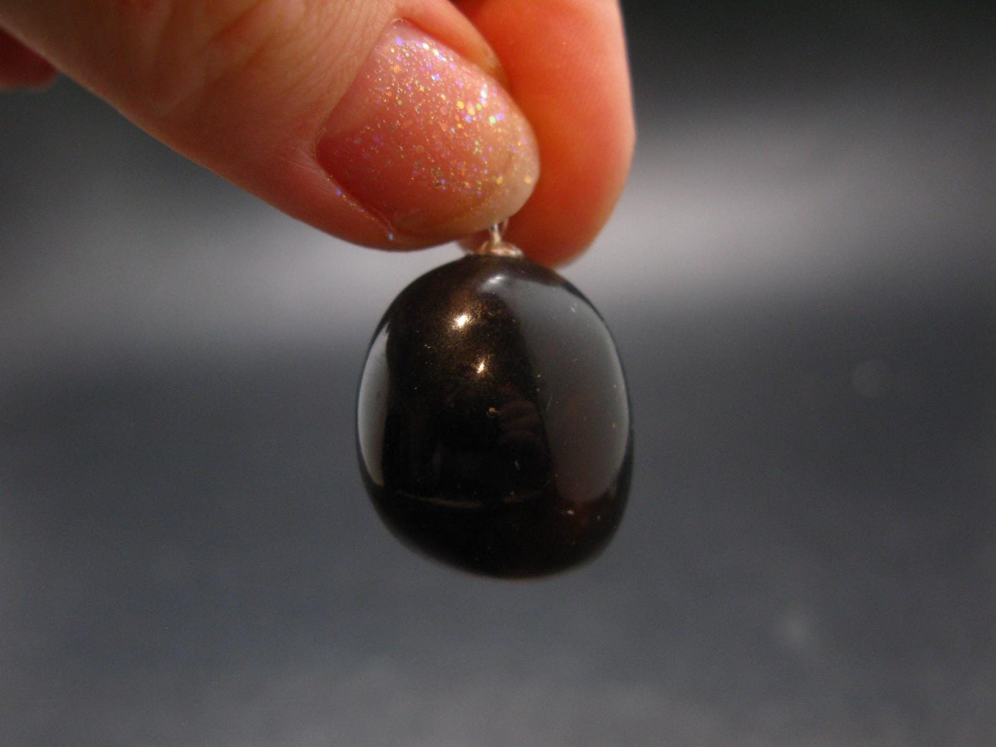 Rare Blue Amber Tumbled Fluorescent Silver Pendant From Indonesia - 1.1" - 4.75 Grams