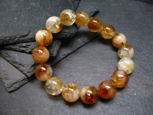 Citrine Genuine Bracelet ~ 7 Inches ~ 12mm Round Beads