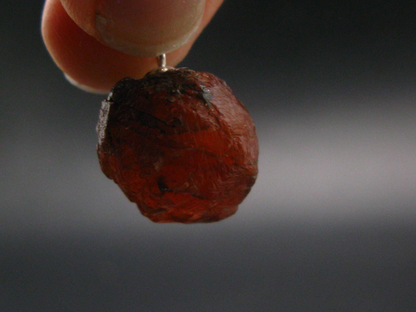 Gem Spessartine Spessartite Orange Garnet Pendant in SS From Tanzania - 0.9" - 6.35 Grams