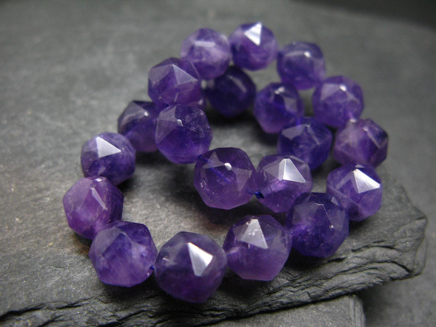 Amethyst Genuine Bracelet ~ 7 Inches ~ 9mm Facetted Beads