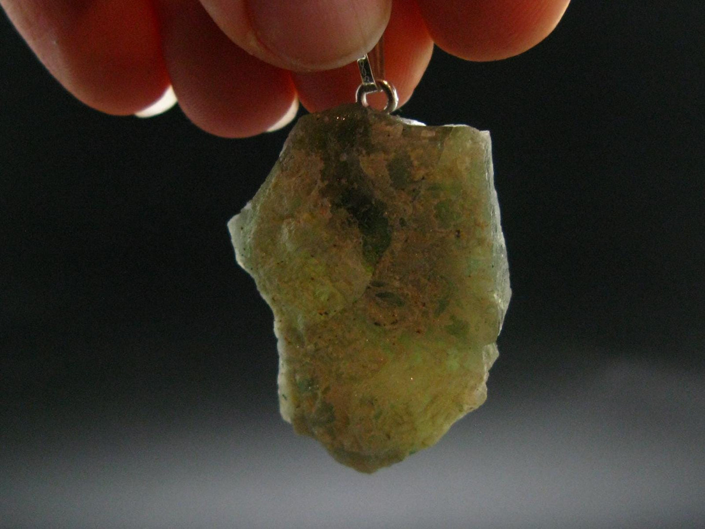 Green Apatite Crystal Silver Pendant From Portugal - 1.6" - 12.83 Grams