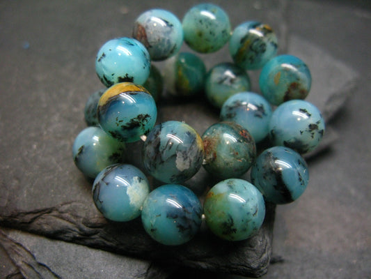 Gem Blue Opal Genuine Bracelet ~ 7 Inches ~ 10mm Round Beads