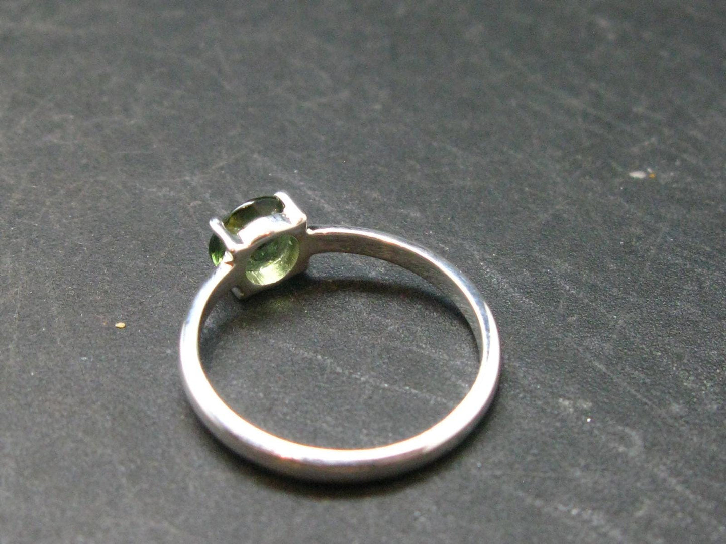 Moldavite Tektite Silver Ring from Czech Republic - Size 8 - 1.78 Grams