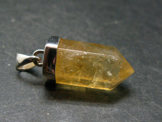 Yellow Citrine Sterling Silver Pendant from Brazil - 1.4" - 7.12 Grams