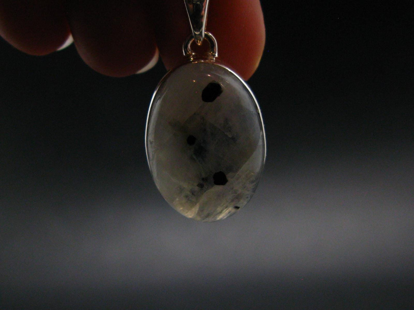 Natural Glow From Inside Moonstone Silver Plated Pendant - 1.2" - 5.77 Grams