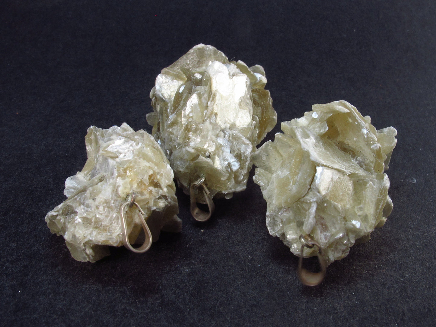 Set of 3 Muscovite Mica Pendants From Brazil