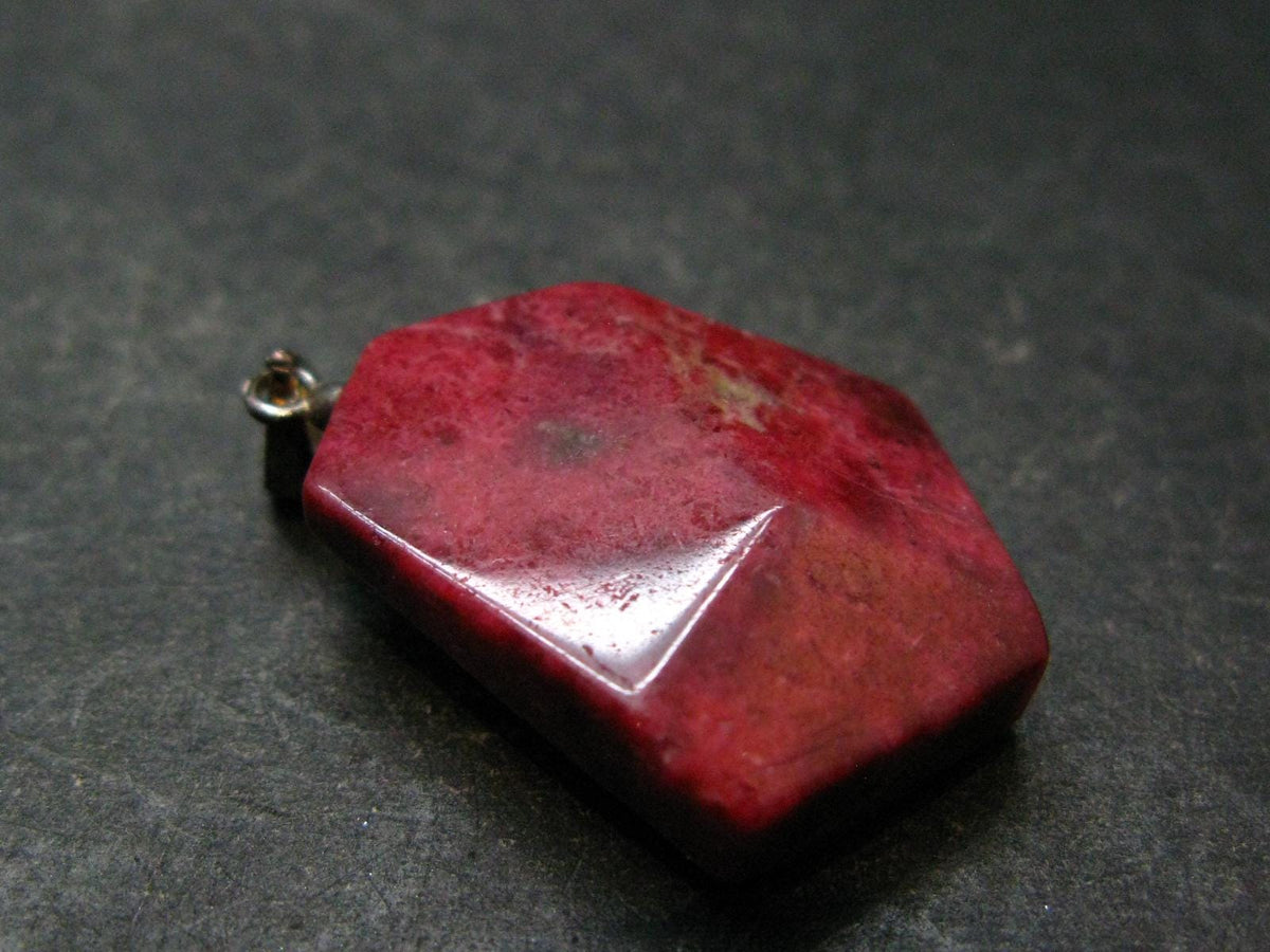 Thulite Silver Pendant From Norway - 1.3"