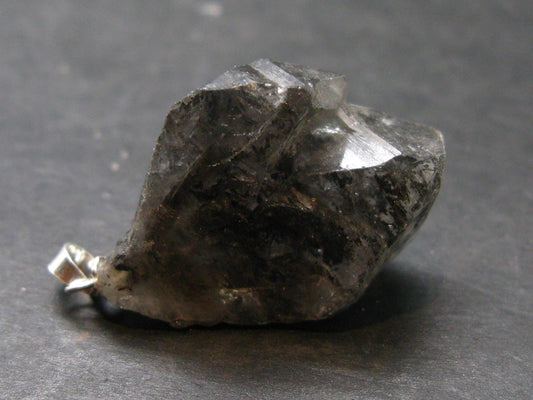 Nice Terminated Tibetan Black Quartz Pendant from Tibet - 1.4" - 8.61 Grams