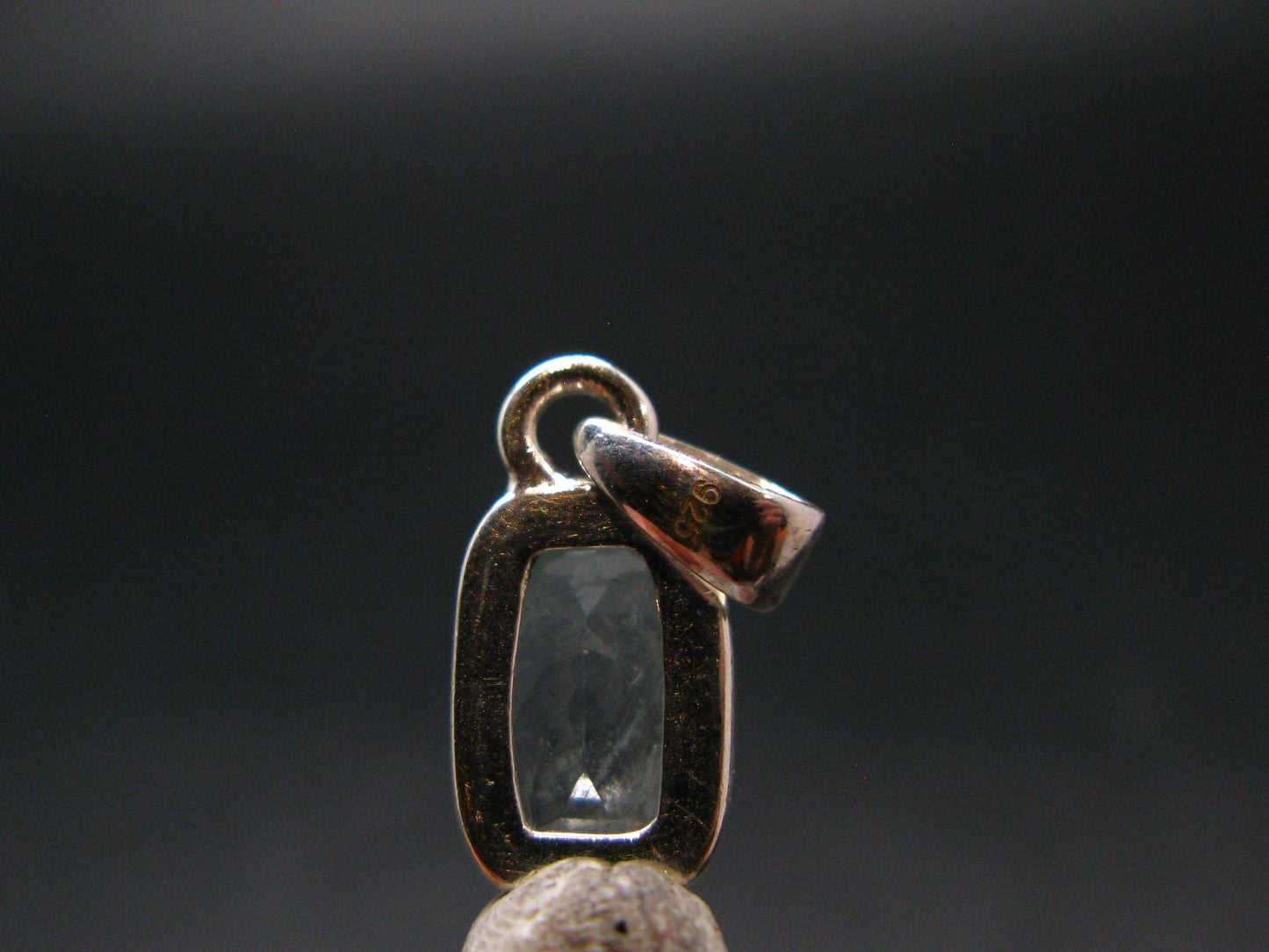 Stunning Genuine Faceted Aquamarine Gem Sterling Silver Pendant From Brazil - 0.7"