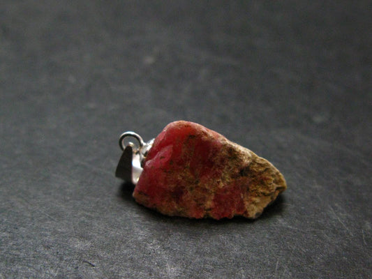 Rare Pink Tugtupite Sterling Silver Pendant From Greenland - 0.9" - 1.56 Grams