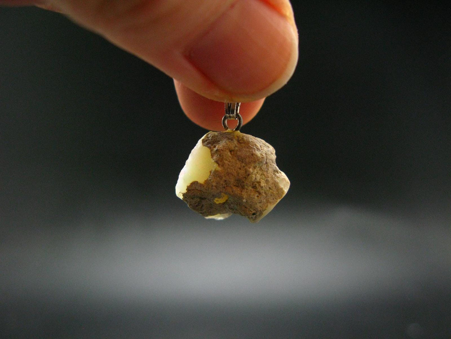 Natural Unpolished Rough Opal With Play of Color 925 Silver Pendant from Ethiopia - 0.8" - 1.64 Grams