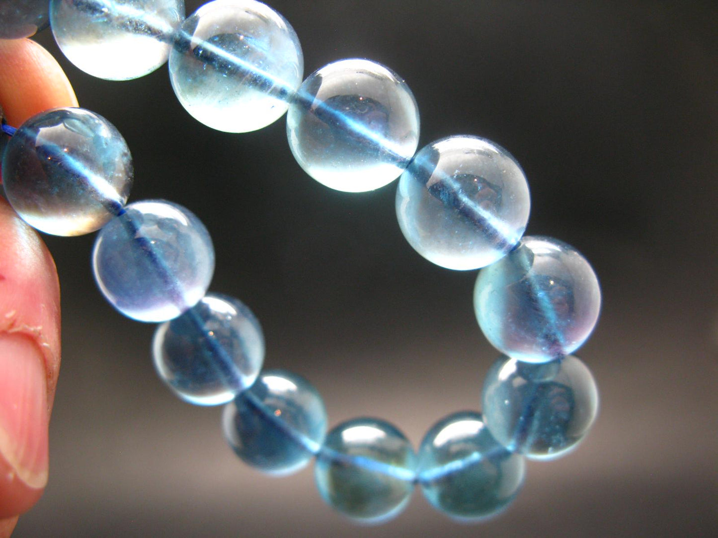 AAA Grade Gem Santa Maria Aquamarine Genuine Bracelet ~ 7.5 Inches ~ 13mm Round Beads