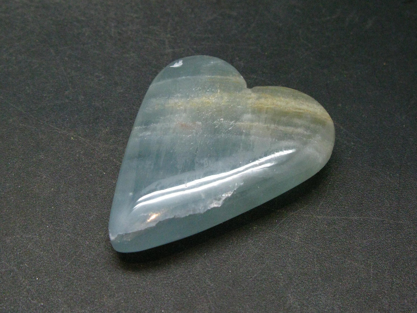 Nice Lemurian Aquatine Blue Calcite Heart From Argentina - 1.8" - 26.3 Grams