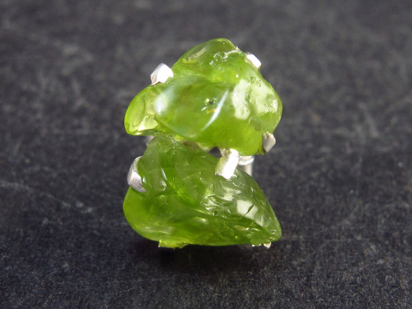 Cute Small Natural Peridot (Olivine) Stud Earrings In Sterling Silver from Pakistan - 0.7"