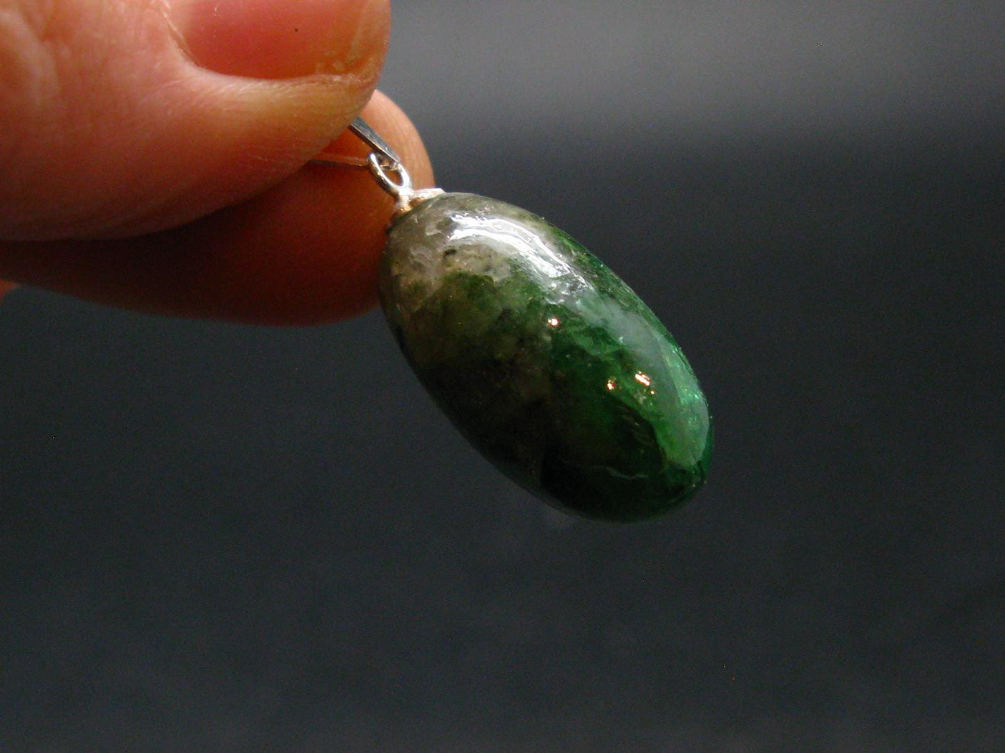 Tsavorite Gem Green Garnet Sterling Silver Pendant From Tanzania - 1.1" - 4.54 Grams