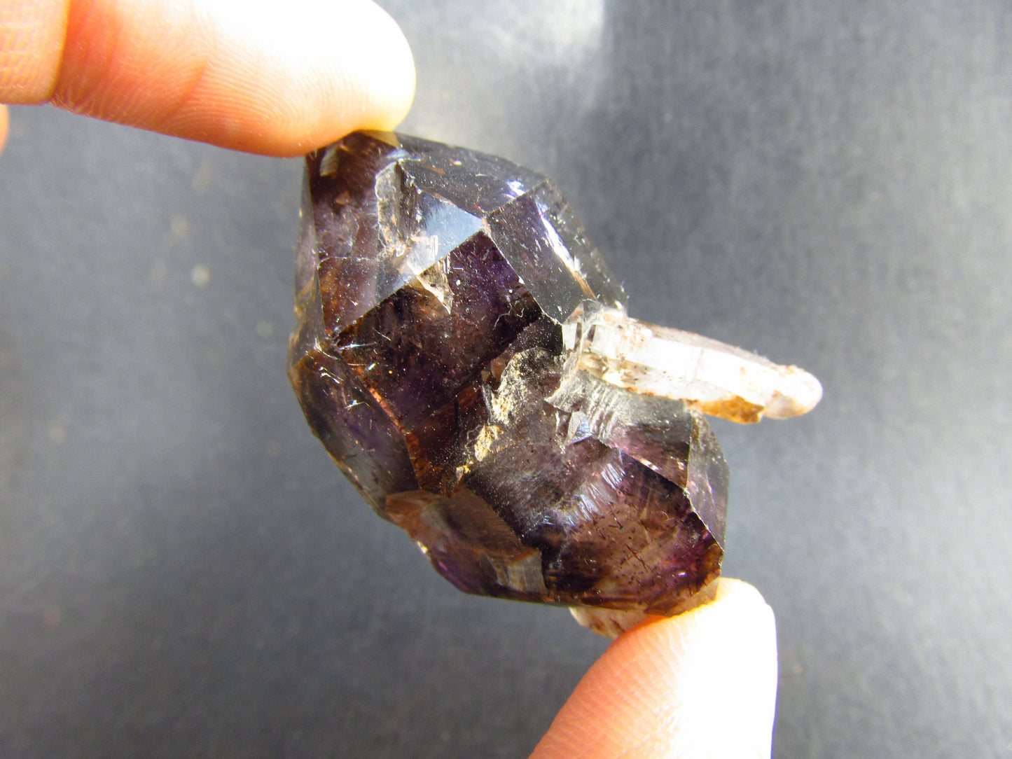 Elestial Amethyst Crystal Sceptered on Thin Stem from Zimbabwe - 30.7 Grams - 1.7"