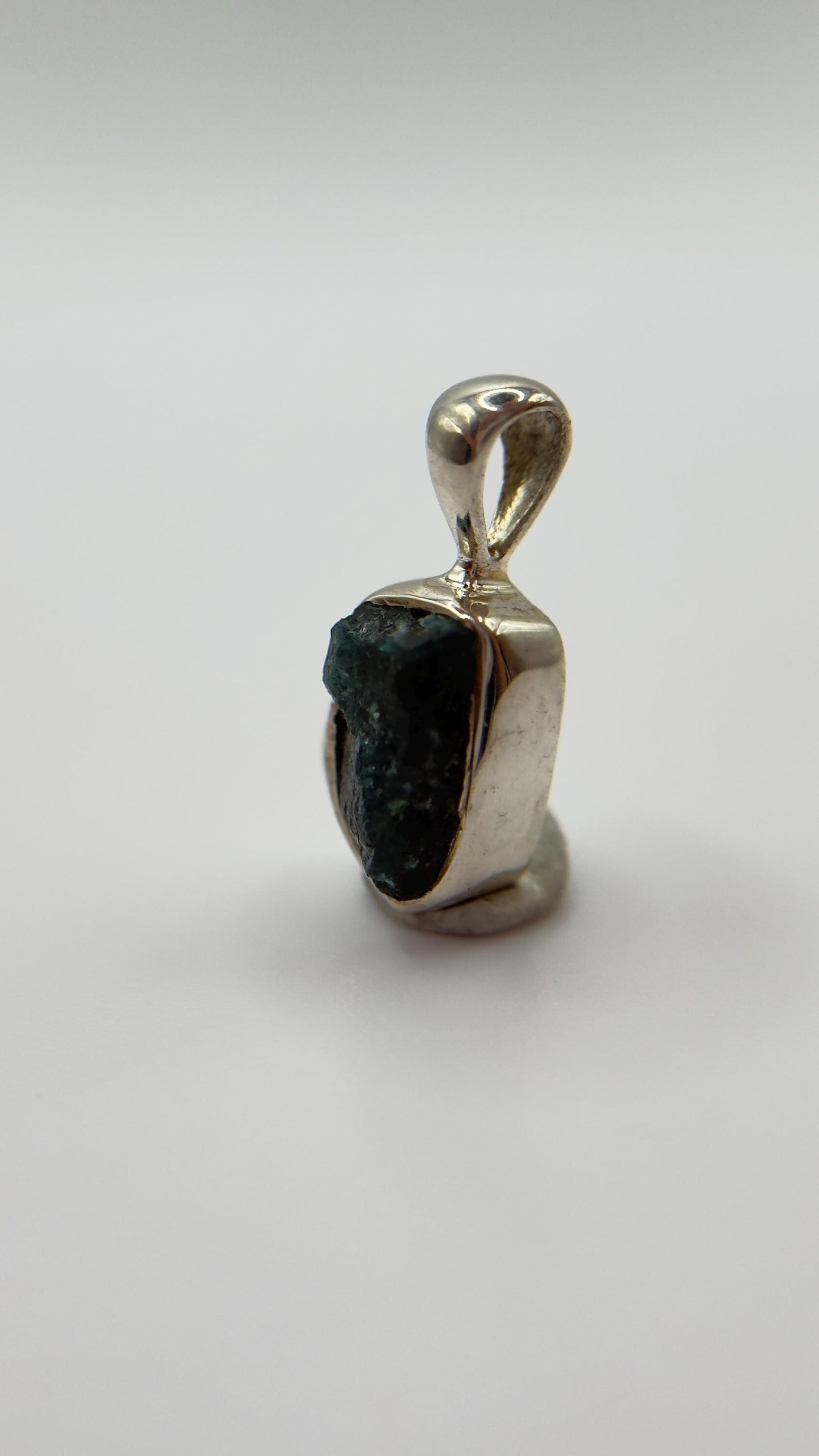 Grandidierite Natural Crystal Pendant Deep Blue Green Stone Silver Necklace Gift