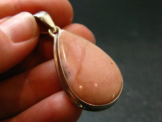 Pink Opal Sterling Silver Pendant From Peru - 1.6"