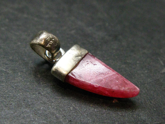 Vivid Juice Carmine Red Gem Rhodonite Silver Pendant From Brazil - 1.1" - 2.09 Grams