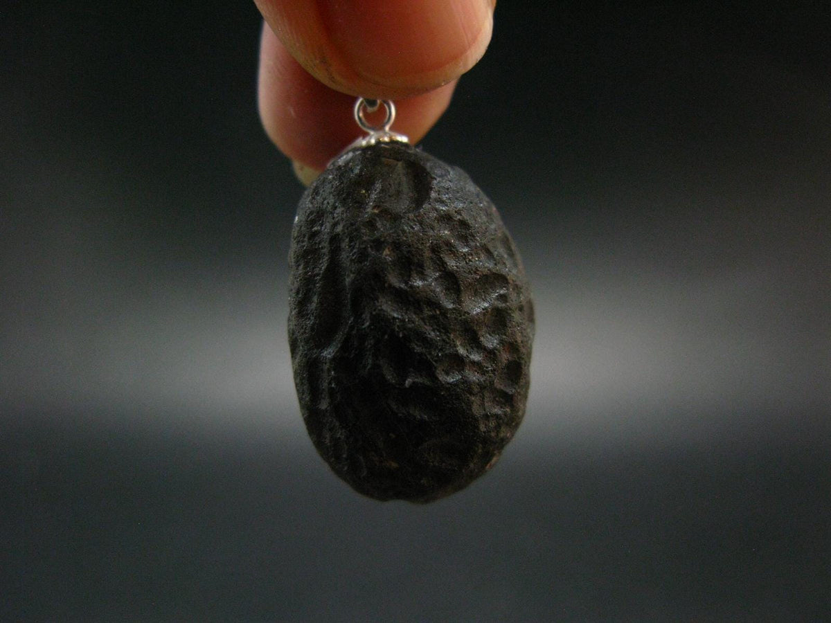 Colombianite Pseudotektite Silver Pendant from Colombia - 10.16 Grams - 1.3"