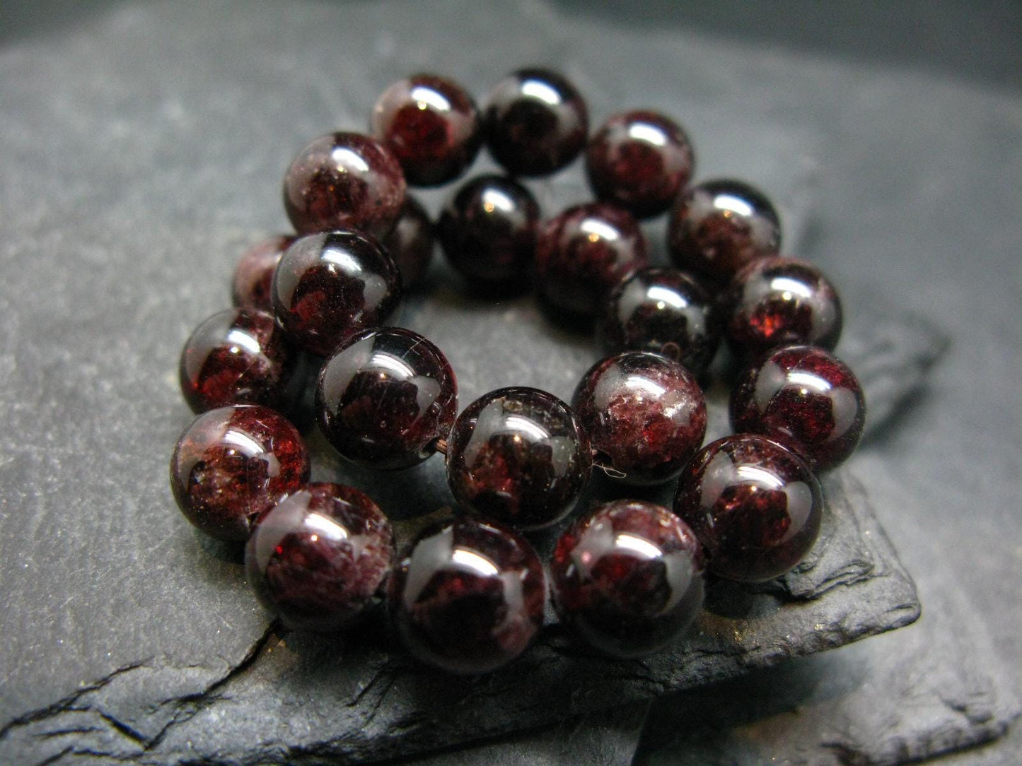 Garnet Almandine Genuine Bracelet ~ 7 Inches ~ 8mm Round Beads