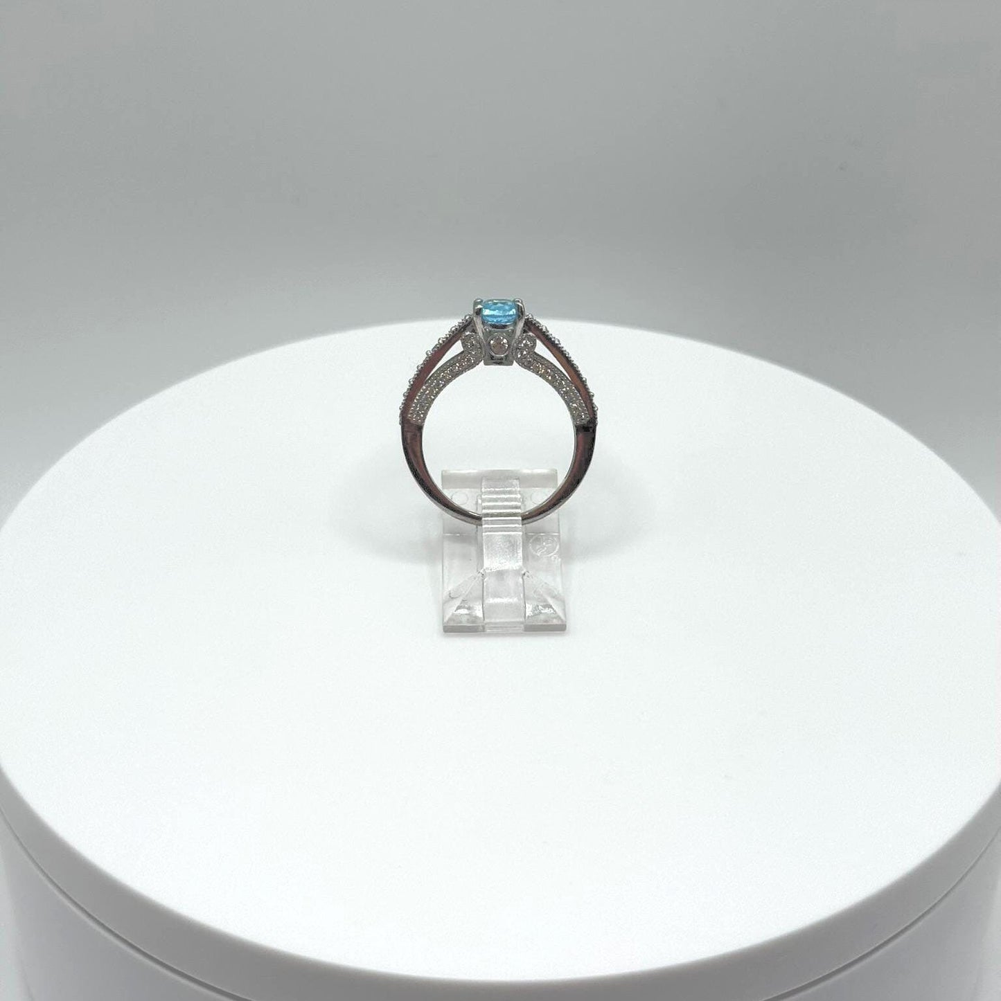 Swiss Blue Topaz Sterling Silver Ring with Accents - Size 7